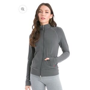Women's Hard Tail Forever Gray Zip-Up Speed Racer Performance Jacket Medium